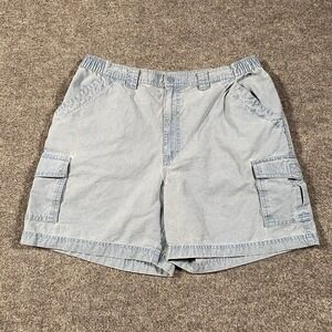 Vintage LL Bean Tropic Weight Cargo Shorts Mens Size 36 Elastic Waist Faded Blue